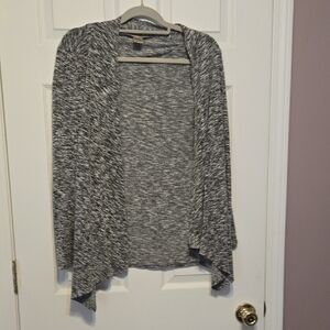 Women’s Open-Front Marled Gray Cardigan Sweater
